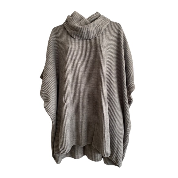 ANN TAYLOR Oversized Gray Poncho Top Cowl Neck‎ - Picture 1 of 7